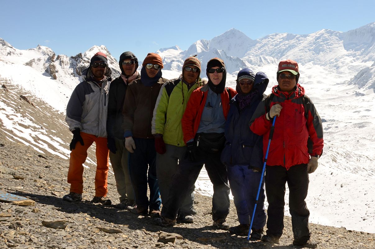 40 Climbing Sherpa Lal Singh Tamang, Pasang, Two Porters, Jerome Ryan, Cook Pemba Rinjii, Guide Gyan Tamang From The Final Tilicho Tal Lake Viewpoint 5275m Before Mesokanto La 